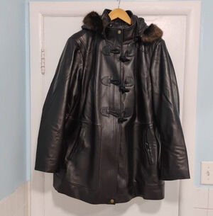 BGSD 2X Leather Women's Jacket RN 146648 coffee brown color
